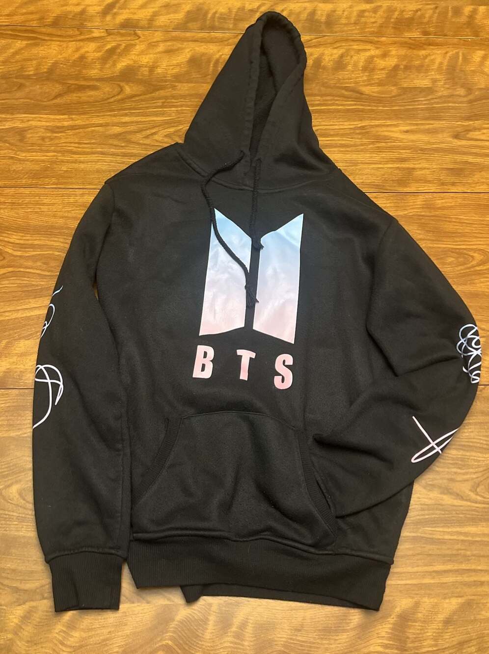 BTS Love Yourself Chibi Members Black Pullover Hoodie XS